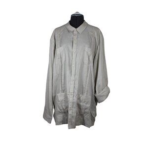 Cubavera men's traditional‎ Guayabera button front long sleeve beige linen shirt